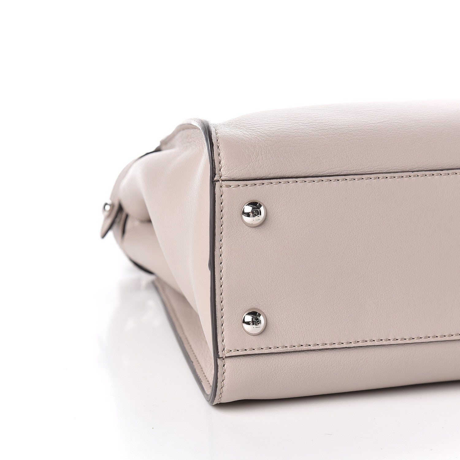 Fendi Vitello Seta Shiny Nappa Medium Peekaboo Iconic Satchel Grigio Polvere Bordeaux 5 of 12