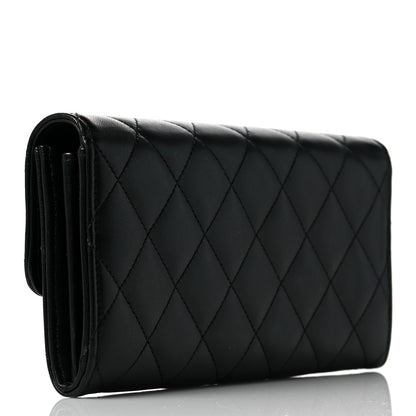 Chanel Lambskin Quilted Large Gusset Flap Wallet Black 3 of 9