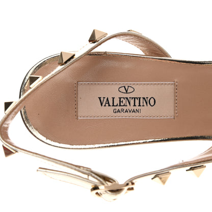 Valentino Garavani Metallic Pebbled Calfskin Rockstud Half D'Orsay Slingback 50mm Pumps 35.5 Platino 7 of 10