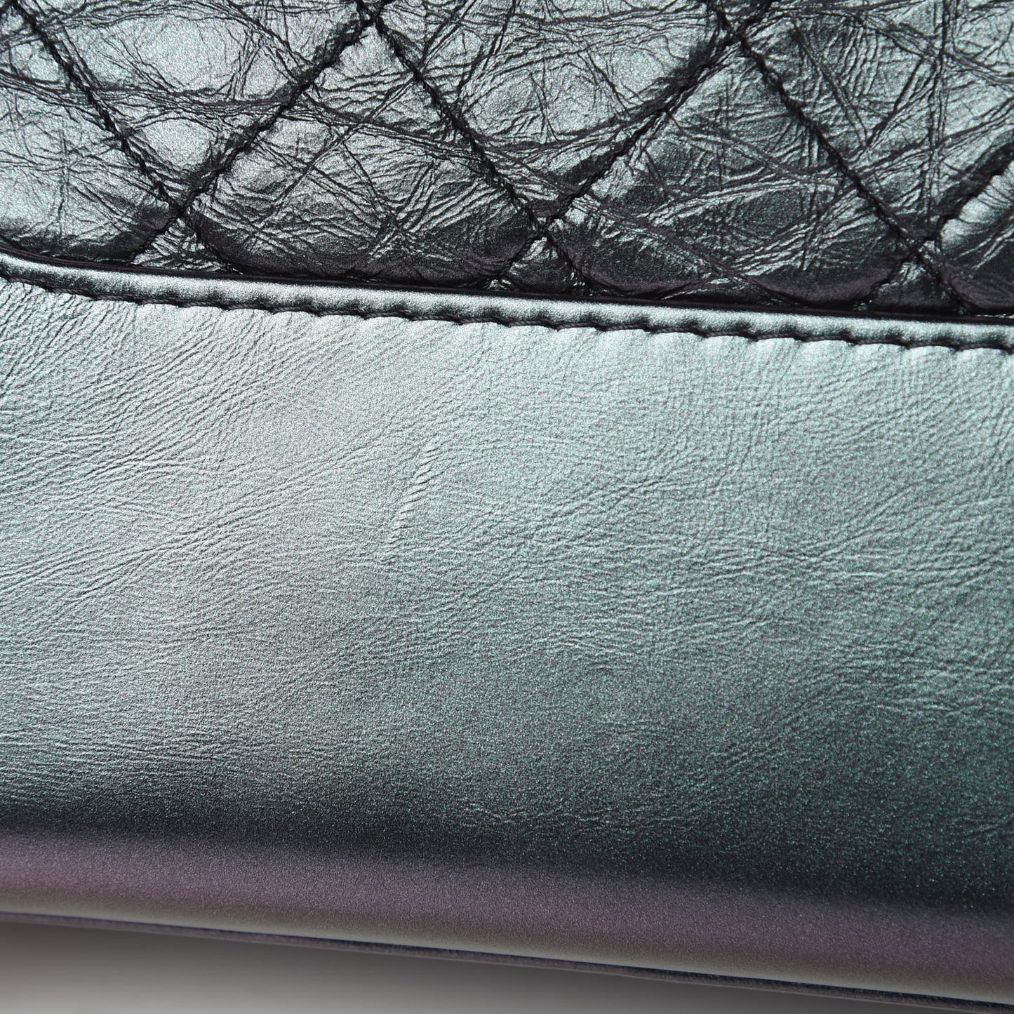 Iridescent Aged Calfskin Quilted Medium Gabrielle Hobo Black