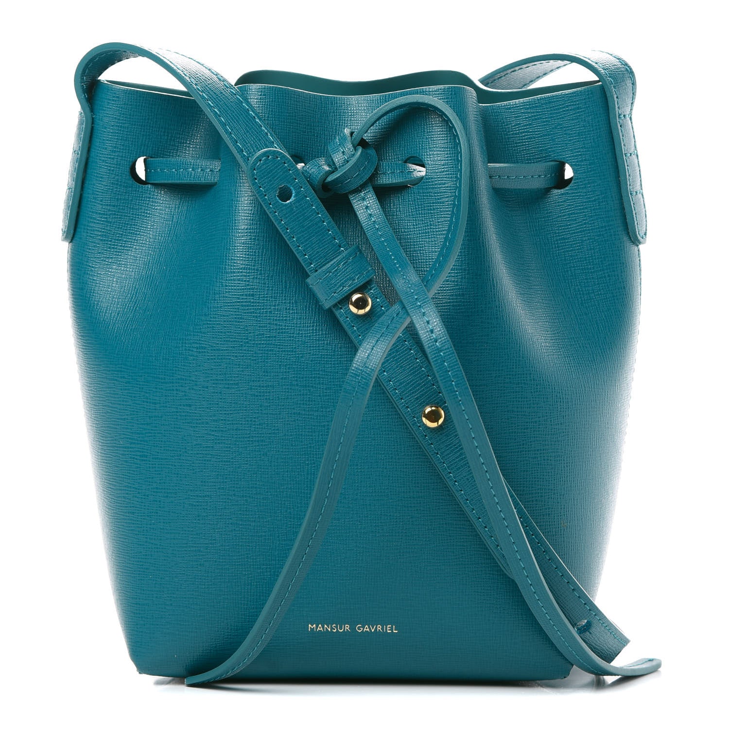 Mansur Gavriel Saffiano Mini Mini Bucket Bag Teal 1 of 12