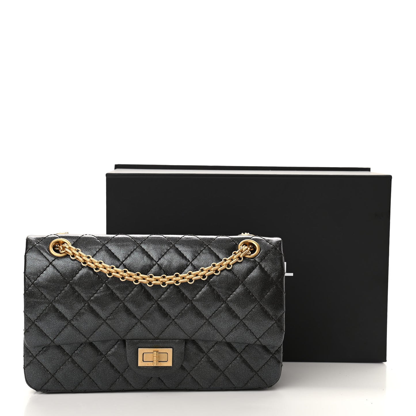 Iridescent Calfskin Quilted 2.55 Reissue 225 Flap Ruthenium