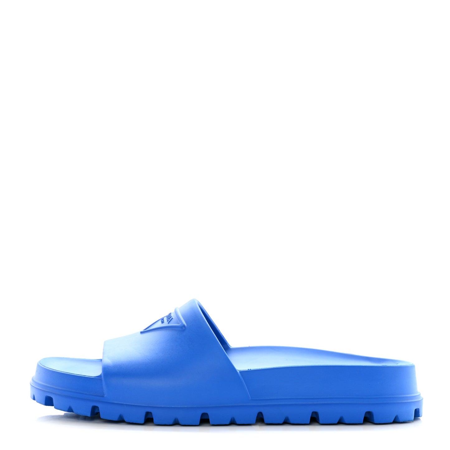 EVA Rubber Triangle Logo Embossed Womens Lug Sole 20mm Slide Sandals 39 Azzurro