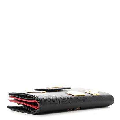 Prada Saffiano Smalto Robot Small Wallet Black Fuocco 4 of 7