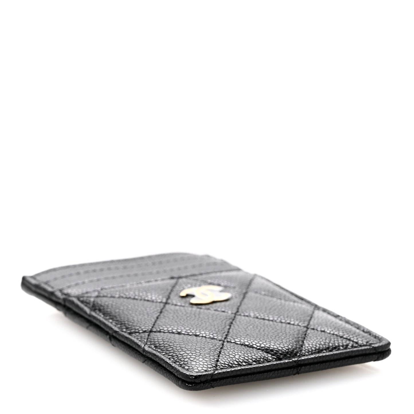 Caviar Quilted Vertical Card Holder Black