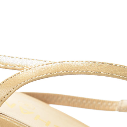 Chanel Goatskin Grosgrain Cap Toe CC Slingback Pumps 39.5 Beige Black 13 of 16