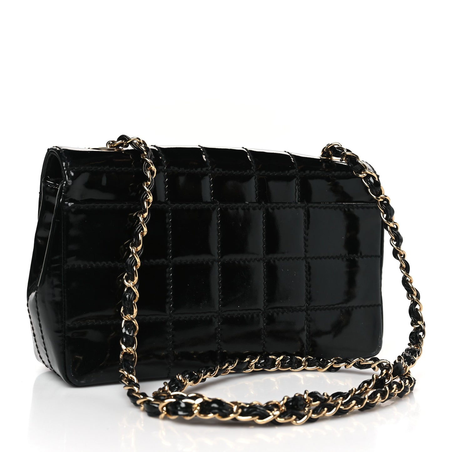 Patent Medium Chocolate Bar Flap Black