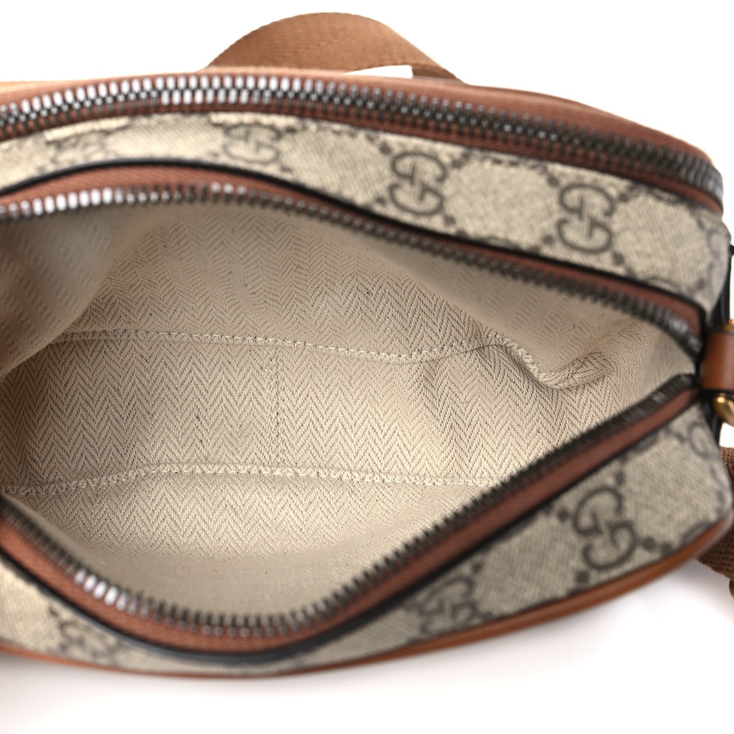 Gucci GG Supreme Monogram Textured Calfskin Emblem Mini Crossbody Beige Dark Brown 5 of 11