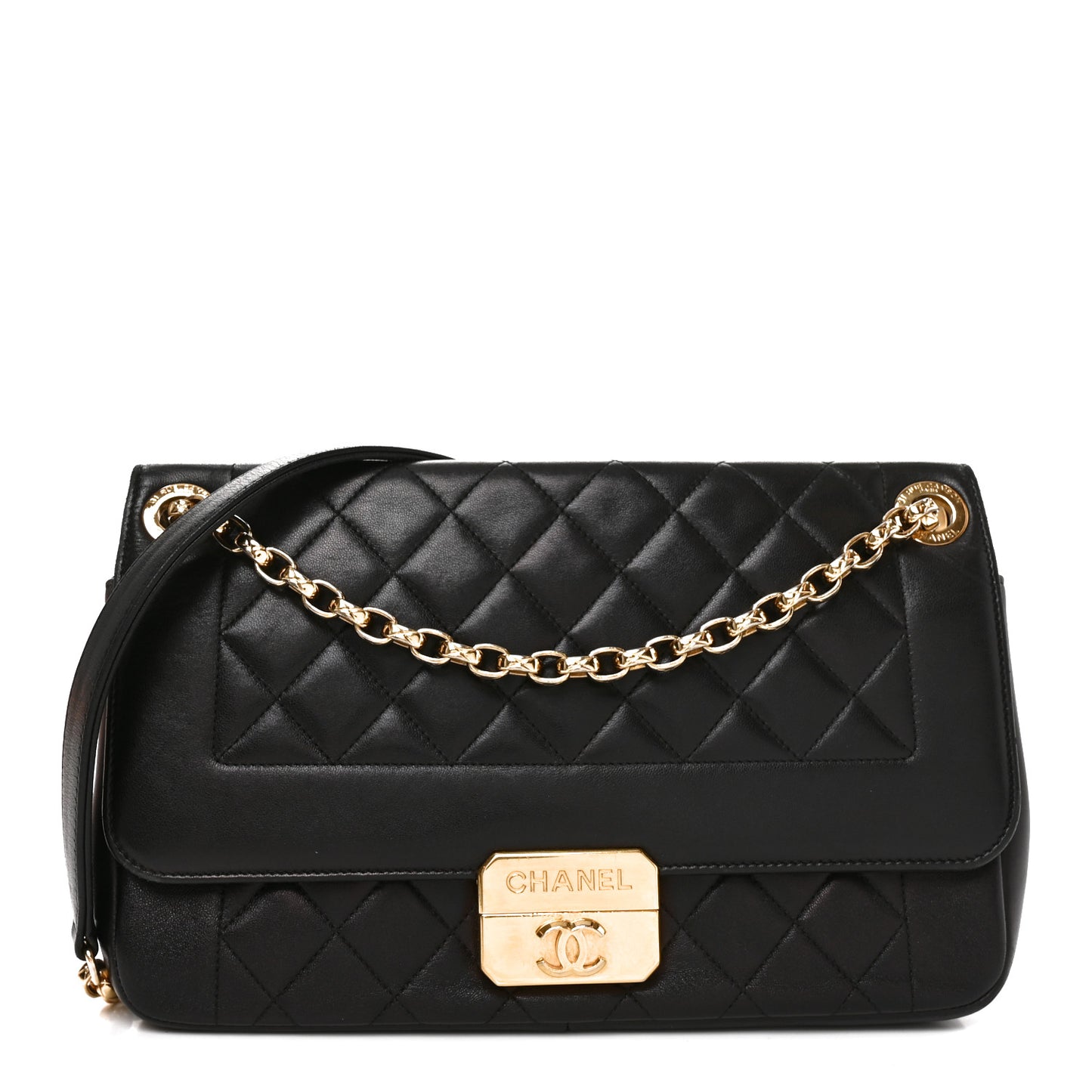 Lambskin Quilted Large Chic With Me Flap Black