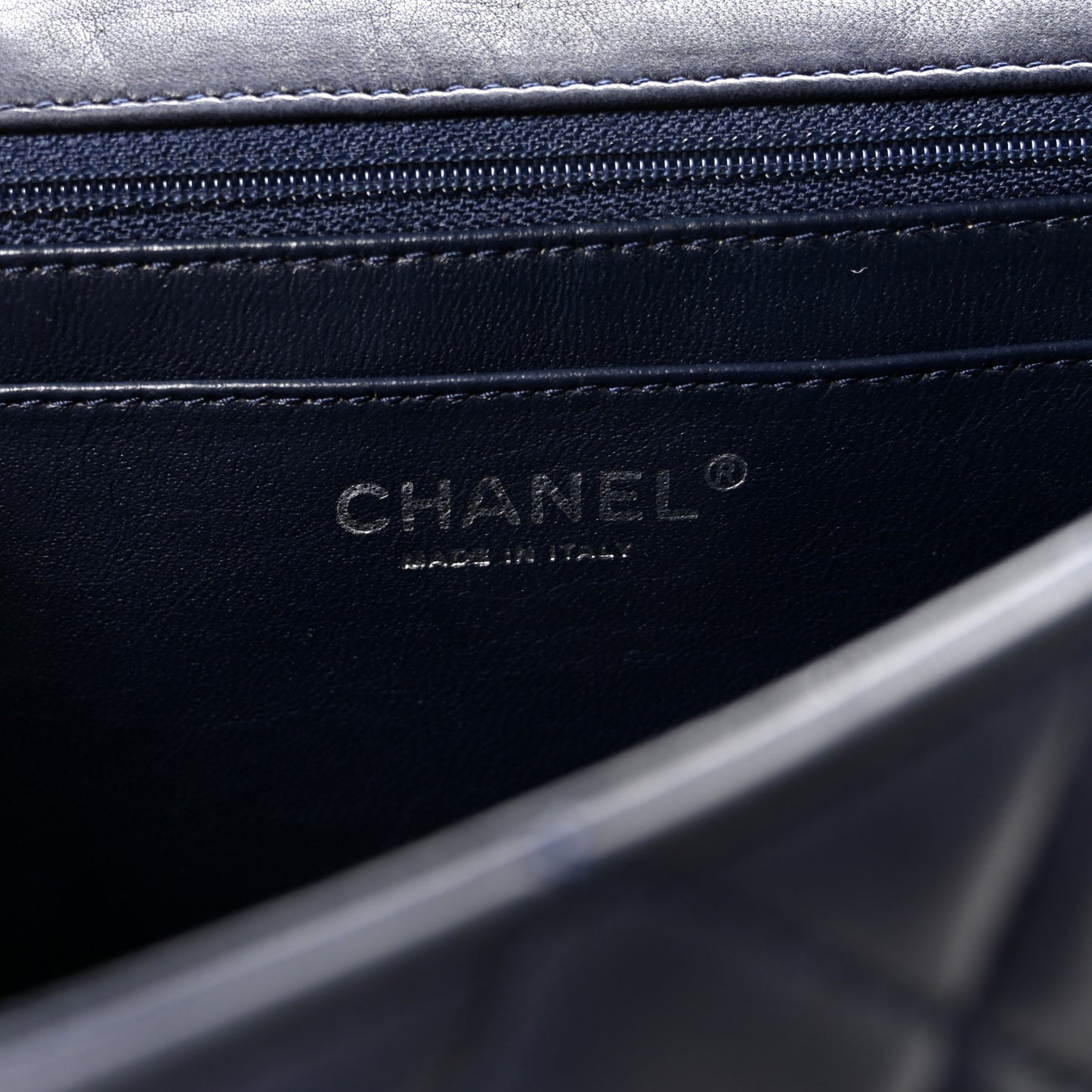 Lambskin Quilted Jumbo Single Flap Navy