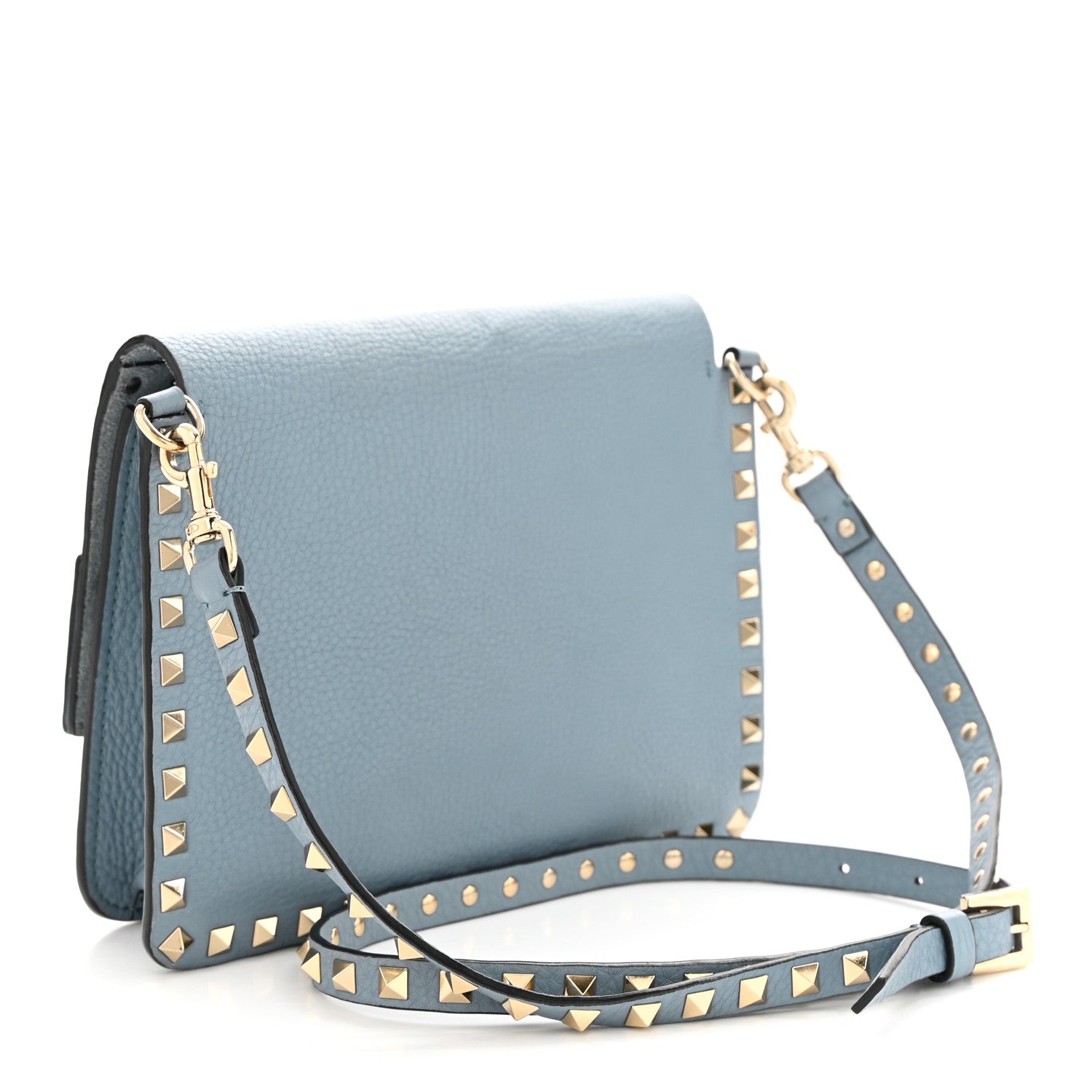 Valentino Garavani Grained Calfskin Small Rockstud Flap Crossbody Bag Niagara 3 of 12