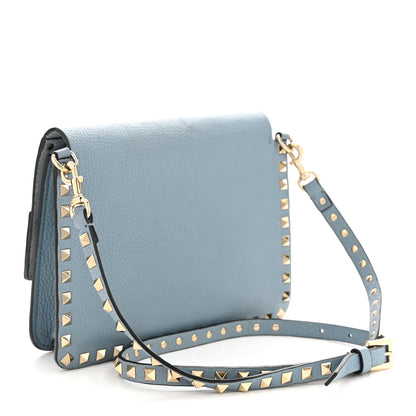 Valentino Garavani Grained Calfskin Small Rockstud Flap Crossbody Bag Niagara 3 of 12