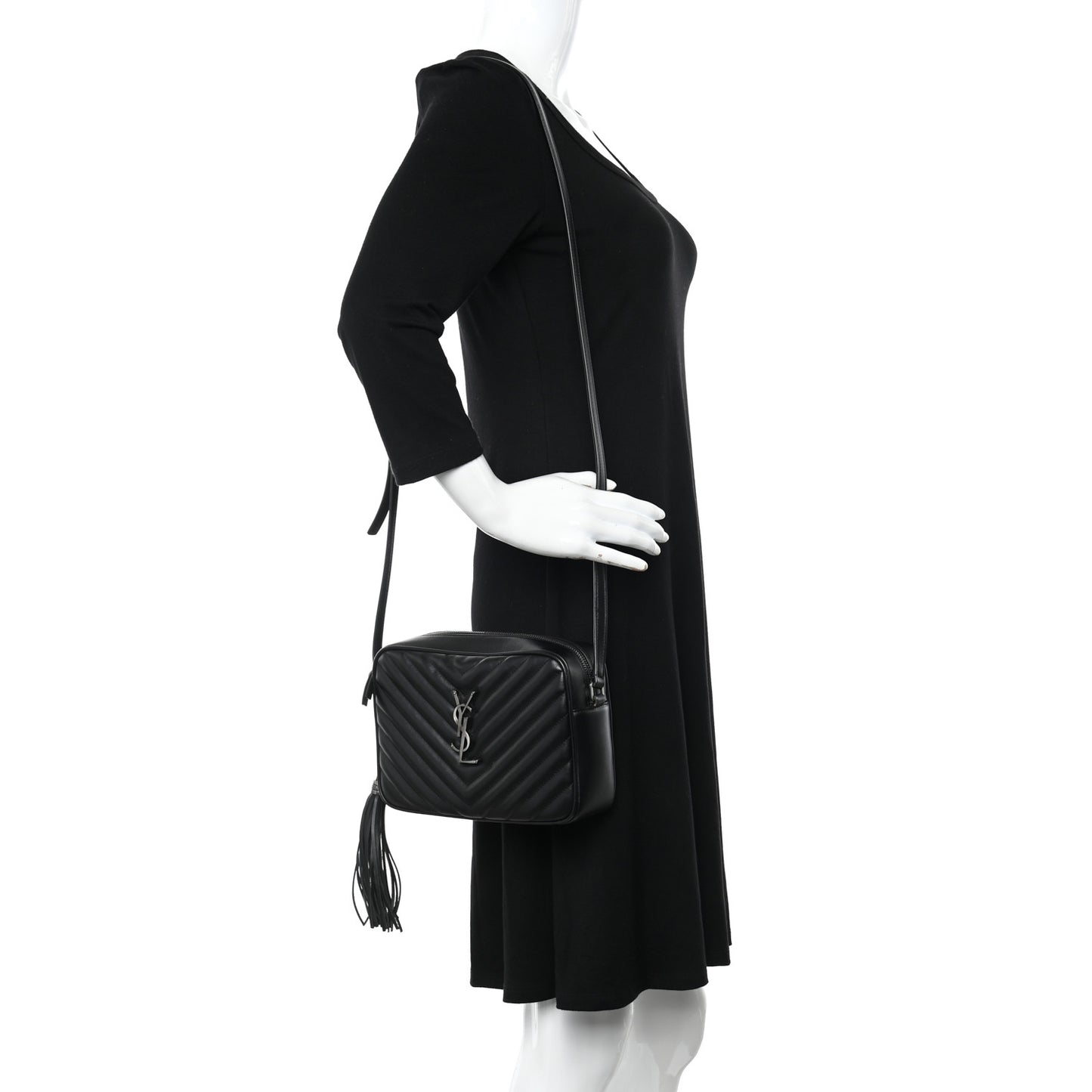 Calfskin Matelasse Monogram Lou Camera Bag Black