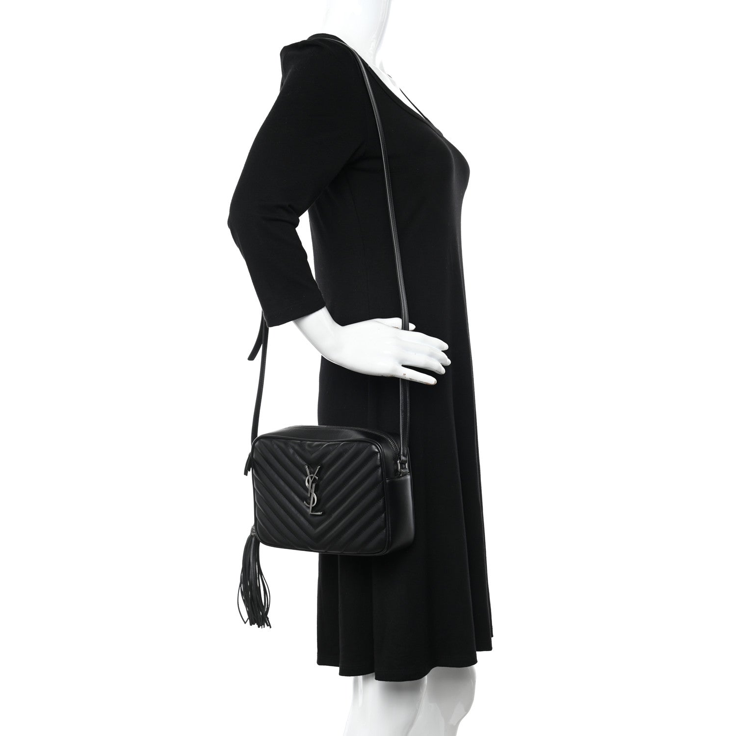 Saint Laurent Calfskin Matelasse Monogram Lou Camera Bag Black 2 of 10