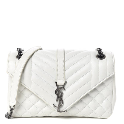 Saint Laurent Sheepskin Tri-Quilt Monogram Medium College Bag Dove White 1 of 14