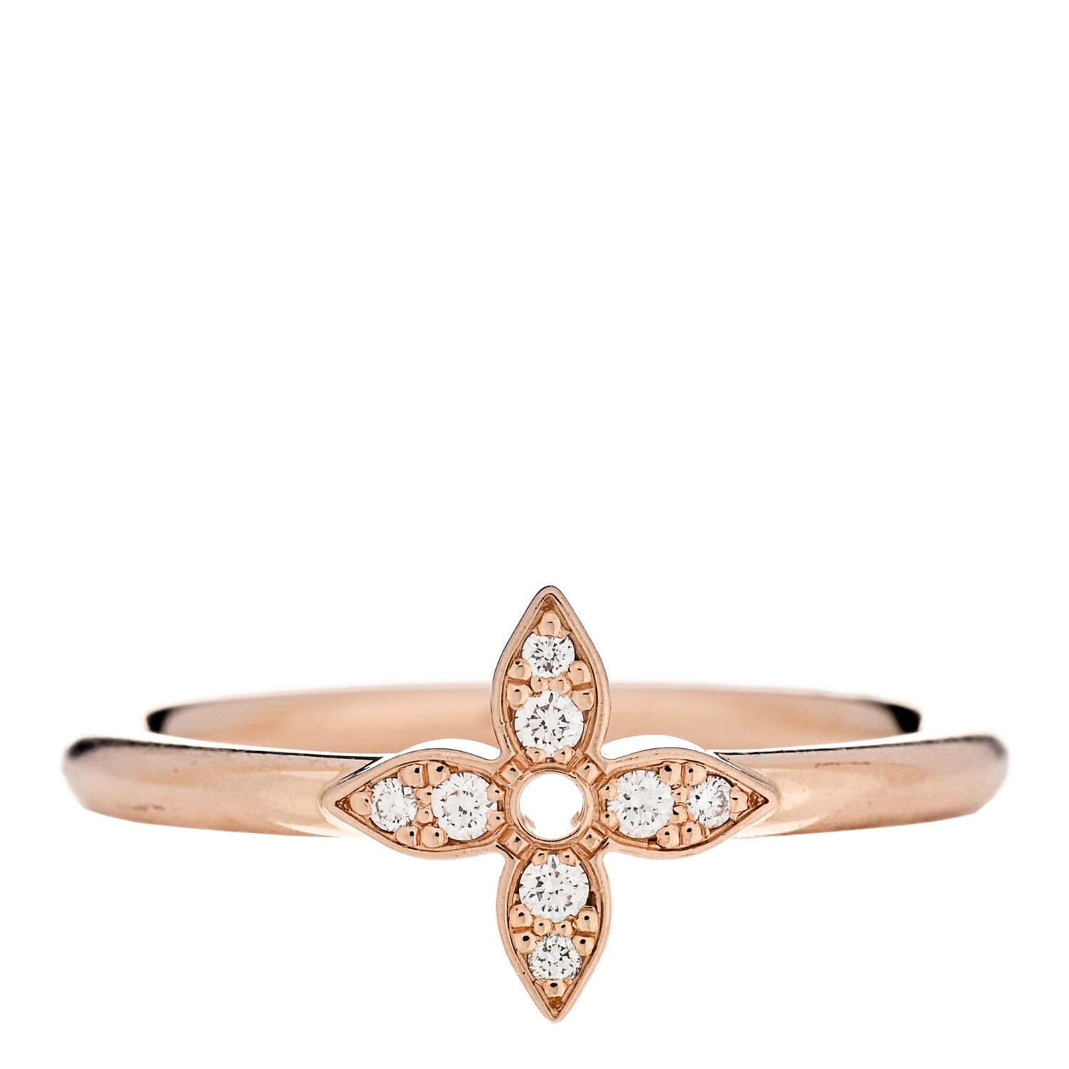 Louis Vuitton 18K Pink Gold Diamond Idylle Blossom Single Ring 50 5.25 1 of 5
