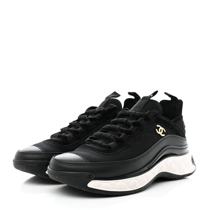 Chanel Velvet Calfskin Mixed Fibers CC Sneakers 36.5 Black 3 of 14