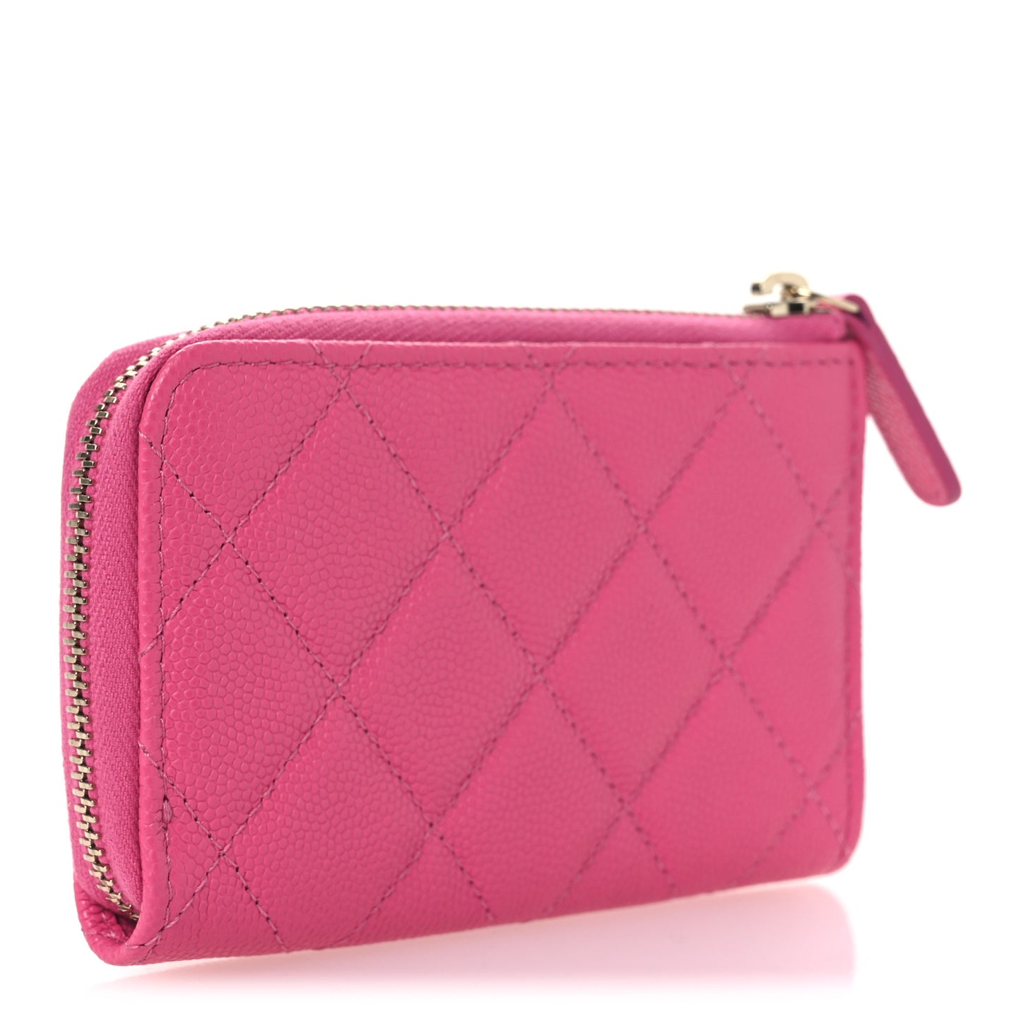 Caviar Quilted Zipped Key Holder Case Pink