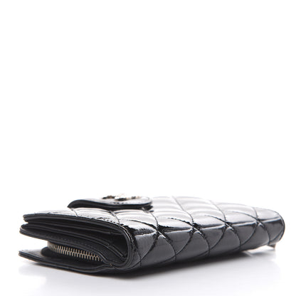 Chanel Patent Quilted Brilliant Zipped Pocket Wallet Black 4 of 11