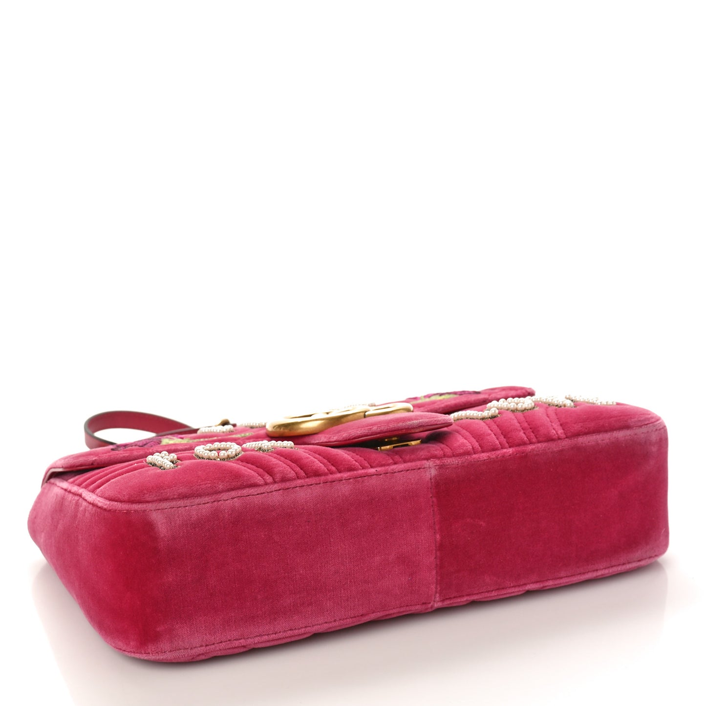 Velvet Matelasse Blind for Love Embroidered Medium GG Marmont Shoulder Bag Light Raspberry Rose Multicolor