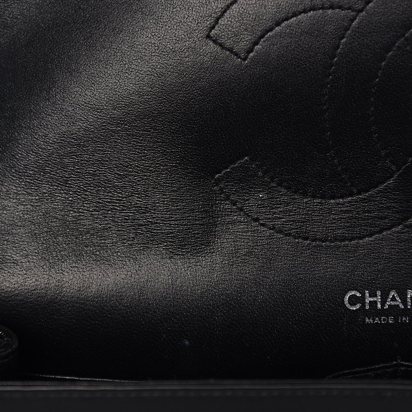 Striated Patent Quilted Jumbo Double Flap Black