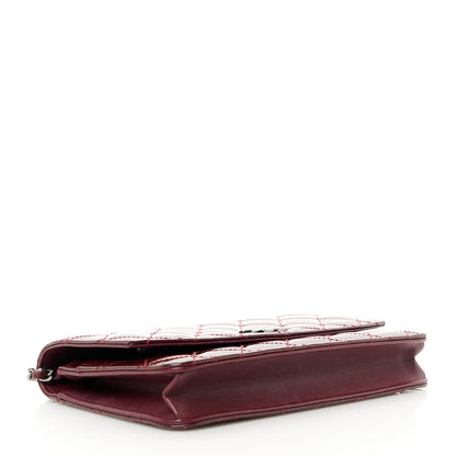Chanel Patent Quilted Brilliant Wallet On Chain WOC Dark Burgundy 4 of 11