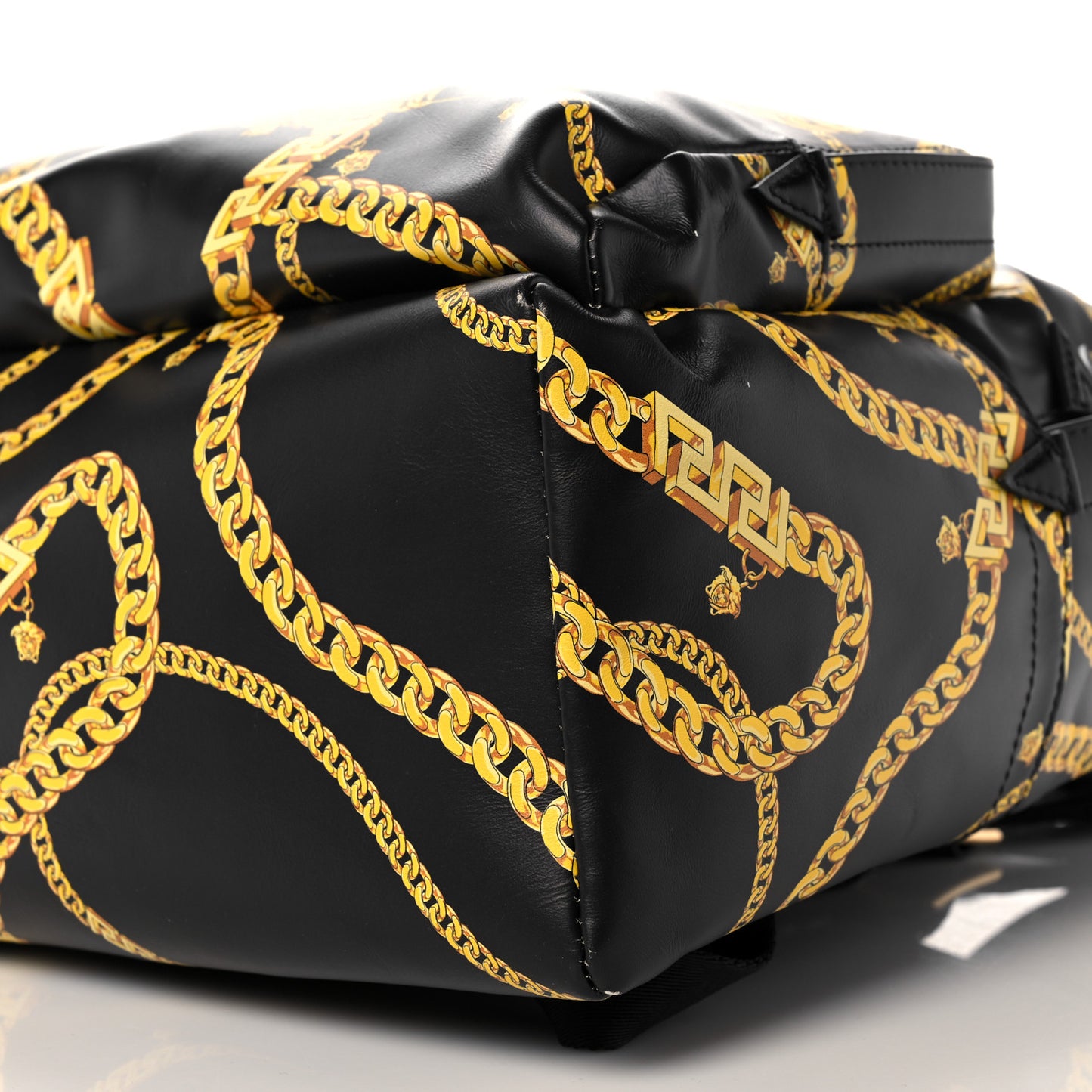 Vinyl Chain Print La Medusa Backpack Black Gold