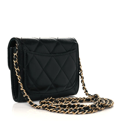 Chanel Lambskin Quilted Flap Card Holder On Chain Black 3 of 11