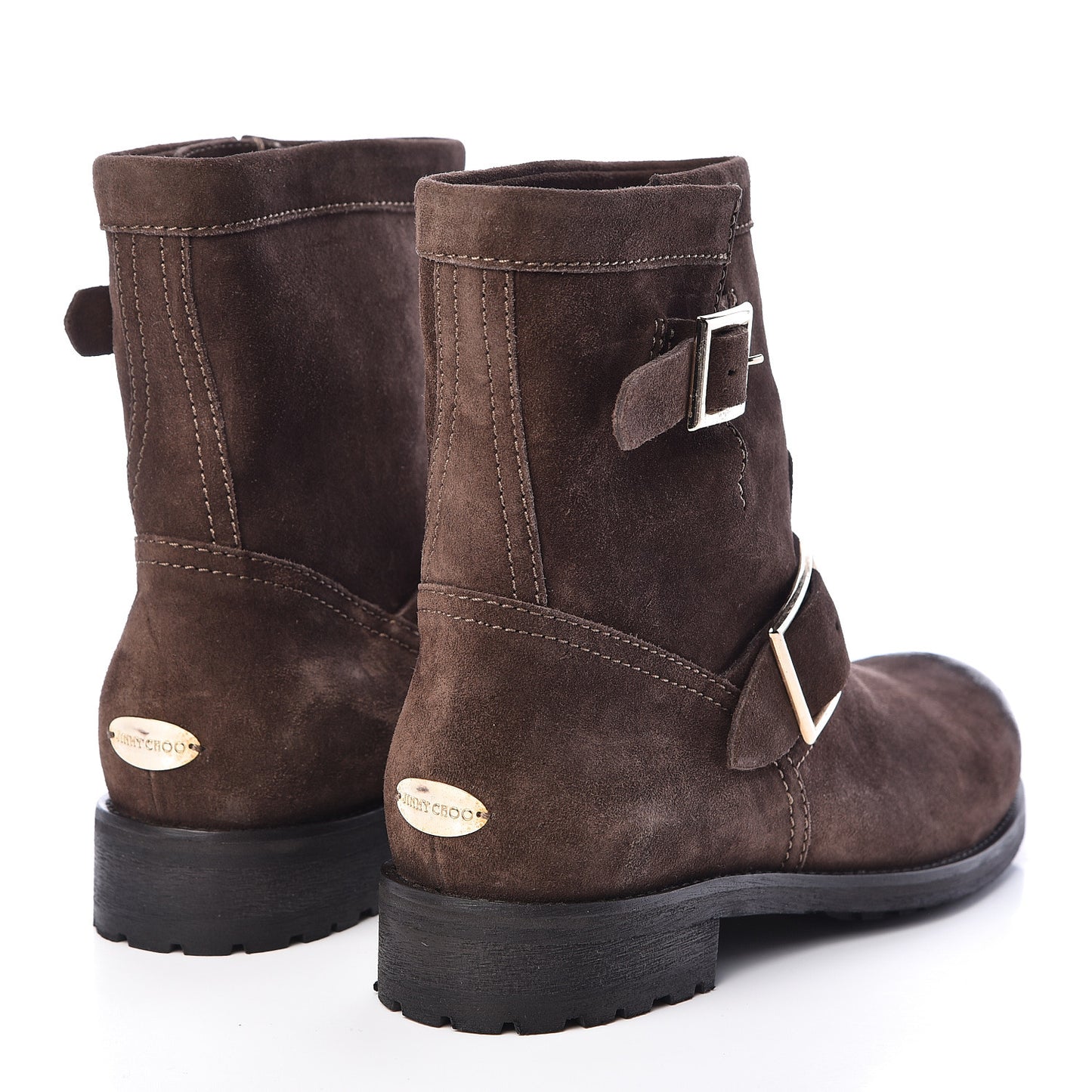 Distressed Waxed Suede Youth Biker Boots 37 Brown