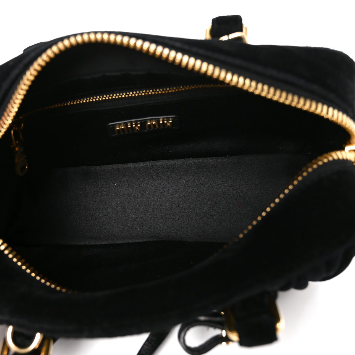 Velvet Matelasse Regular Arcadie Top Handle Bag Black