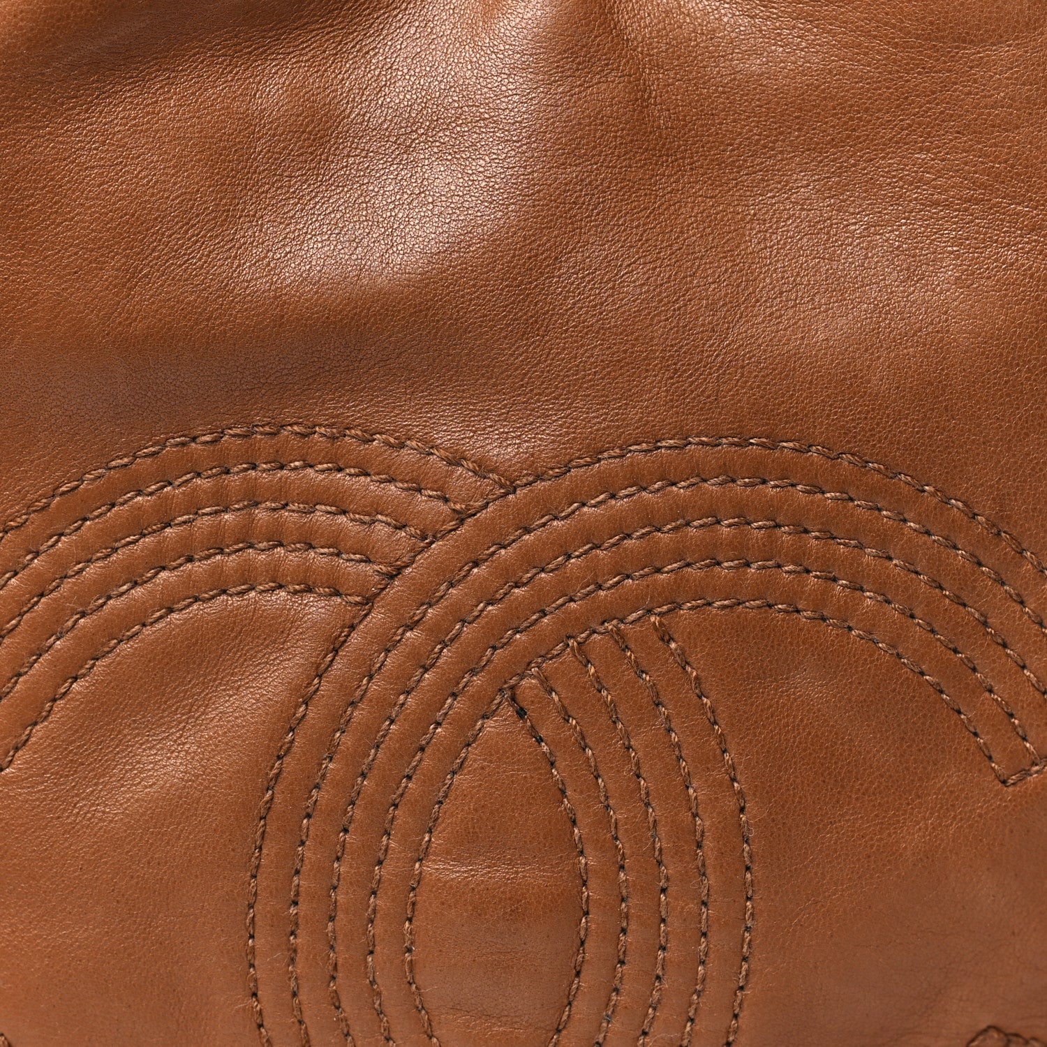 Chanel Lambskin CC Stitched Drawstring Bucket Backpack Tan 9 of 16