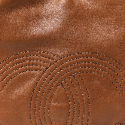 Chanel Lambskin CC Stitched Drawstring Bucket Backpack Tan 9 of 16