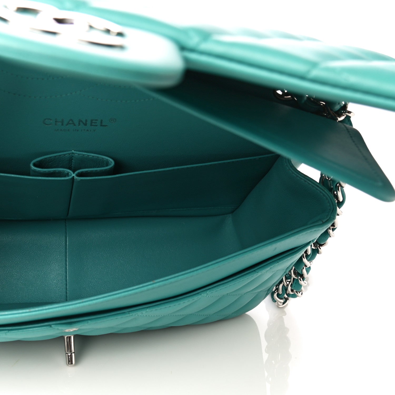 Chanel Lambskin Quilted Jumbo Double Flap Turquoise 5 of 15