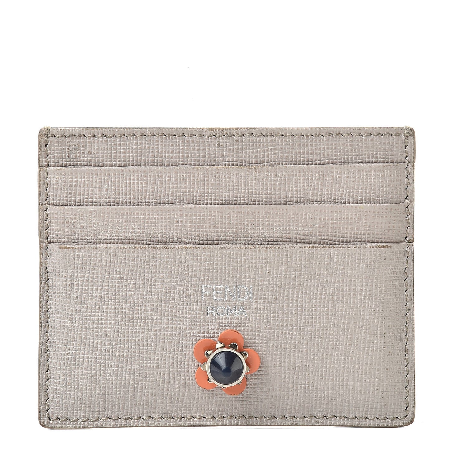 Vitello Elite Flowerland Card Holder Grigio Polvere