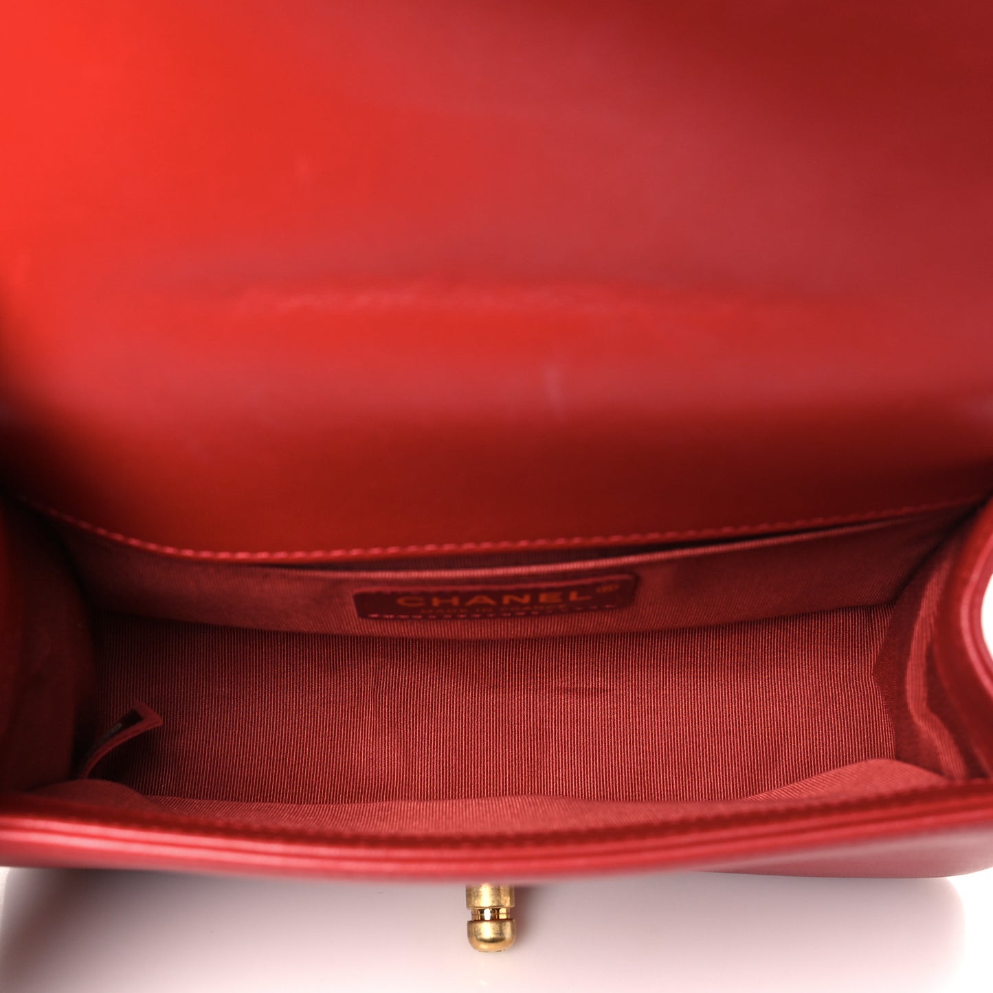 Lambskin Quilted Small Boy Flap Dark Red