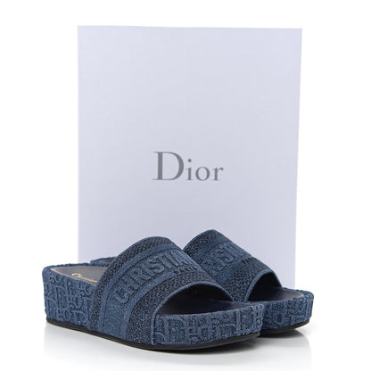 Christian Dior Oblique Denim D-Way Platform Sandal 38 Blue 9 of 9
