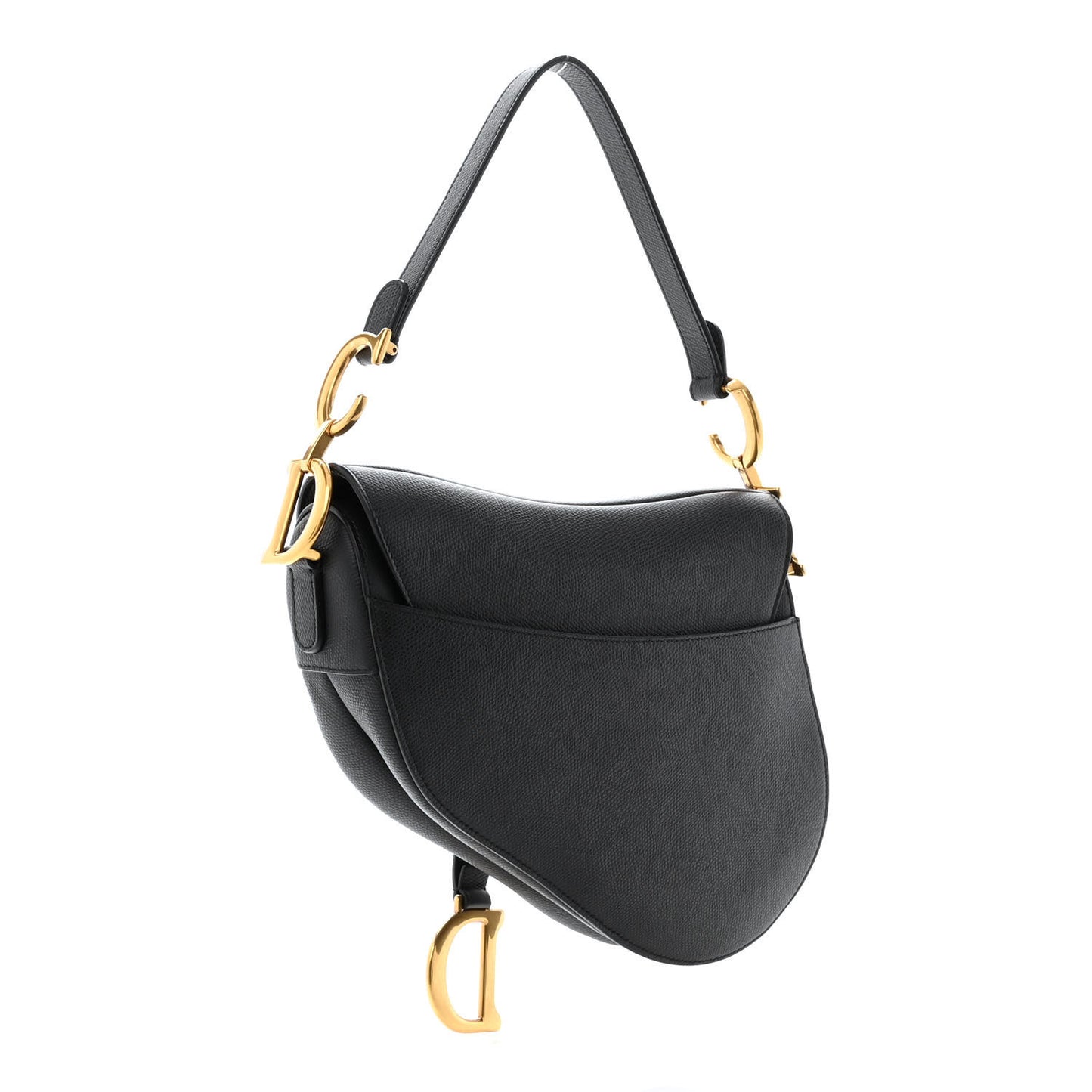 Grained Calfskin Saddle Bag Black