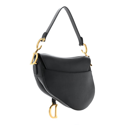 Christian Dior Grained Calfskin Saddle Bag Black 2 of 9