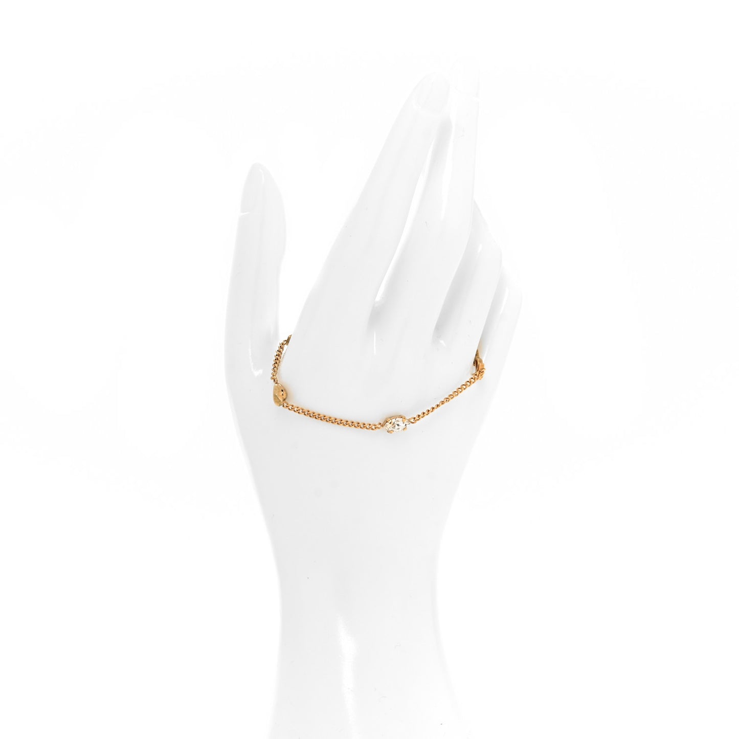 Brass Crystal Cassandre Heart Charm Bracelet Gold