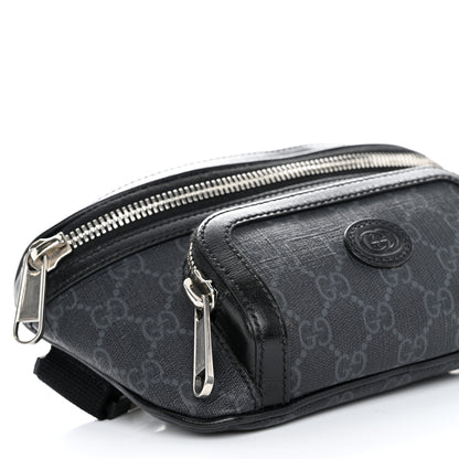 Gucci GG Supreme Monogram Textured Calfskin Retro Interlocking G Belt Bag Black 9 of 10