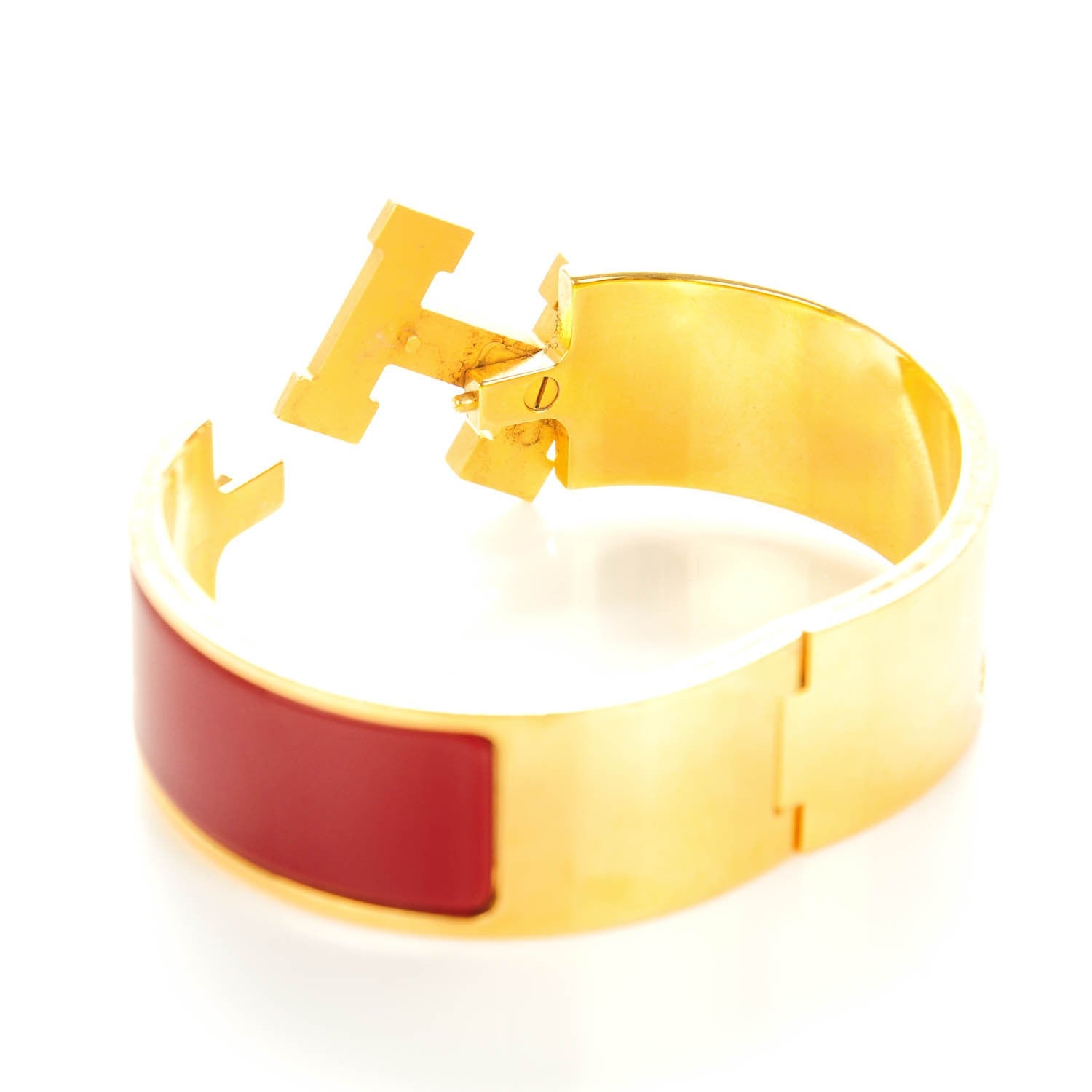 Hermes Enamel Wide Clic Clac H Bracelet PM Rouge H 3 of 5
