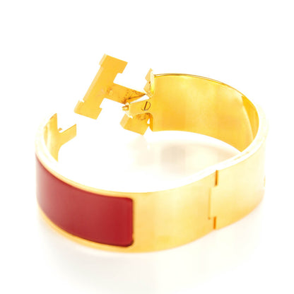 Hermes Enamel Wide Clic Clac H Bracelet PM Rouge H 3 of 5