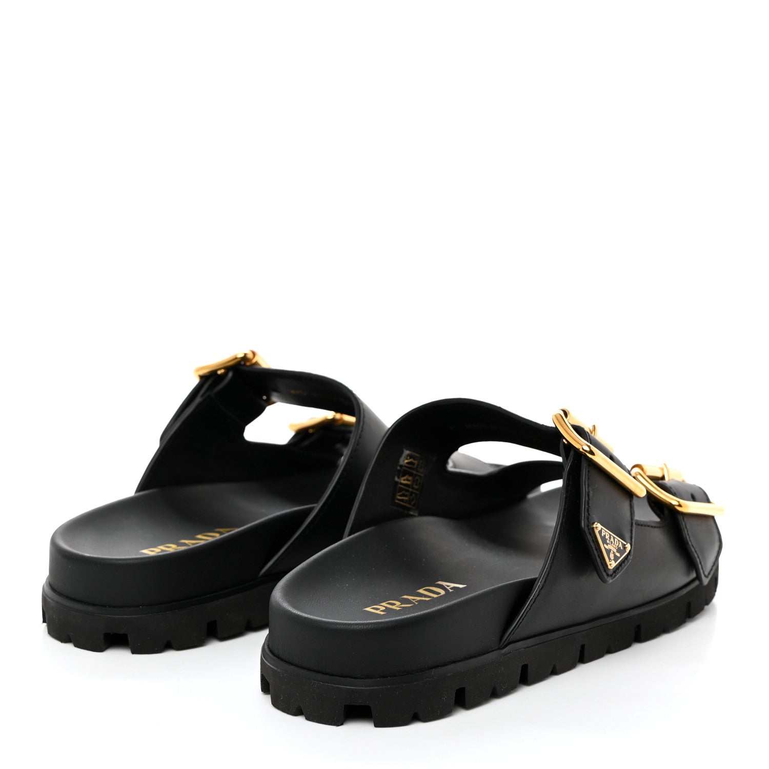 Prada Vitello Sport Metal Triangle Logo Womens Double Buckle 20mm