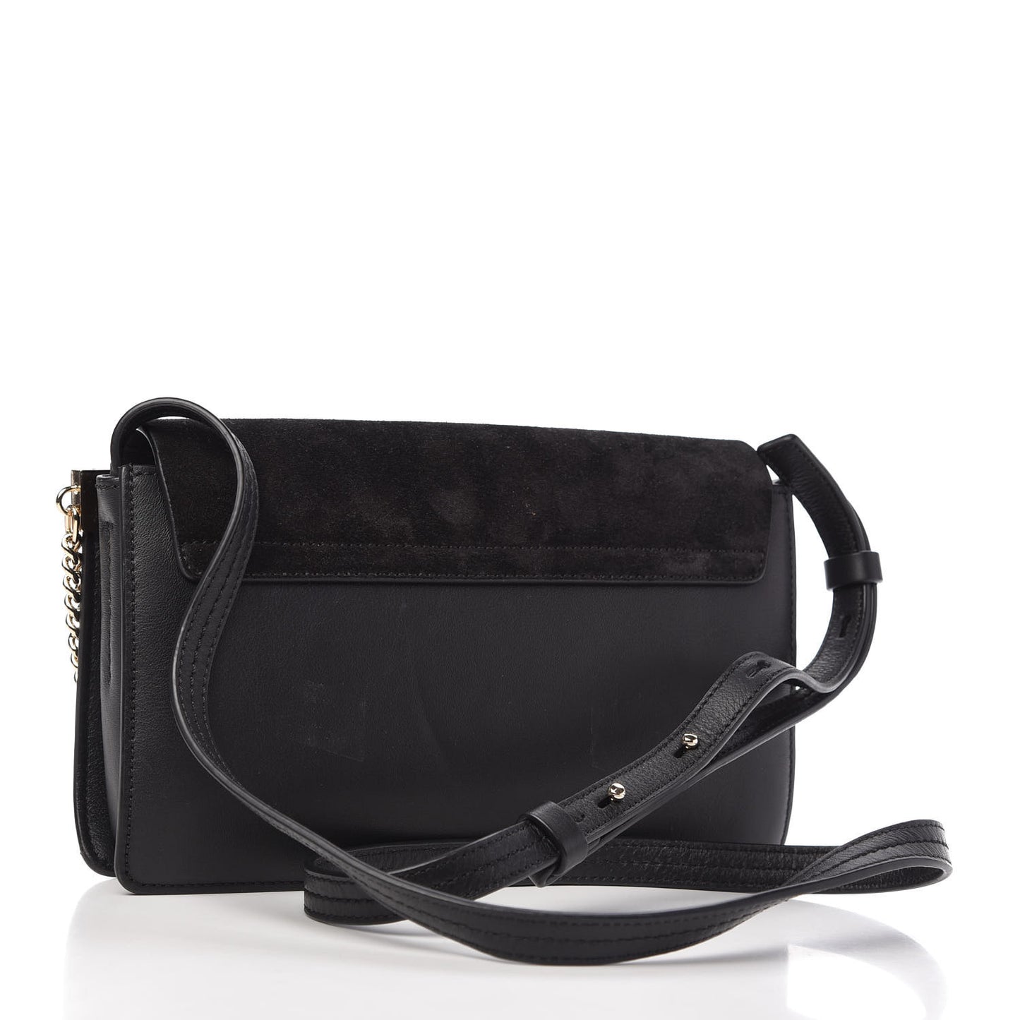 Suede Calfskin Small Faye Shoulder Bag Black
