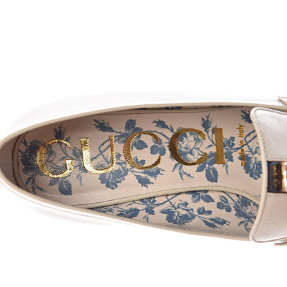 Gucci Goatskin Crystal Mid-Heel Loafer Pumps 38 Ivory 5 of 10
