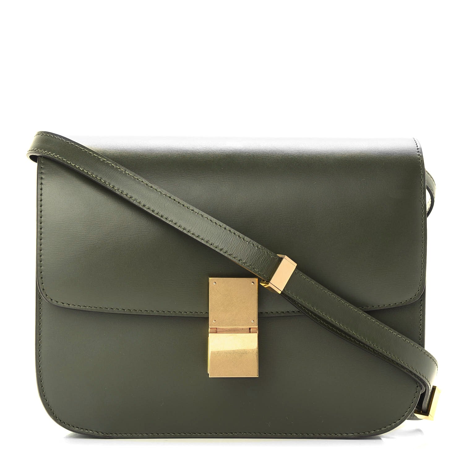 Celine Box Calfskin Classic Box Medium Flap Bag Army Green 1 of 9