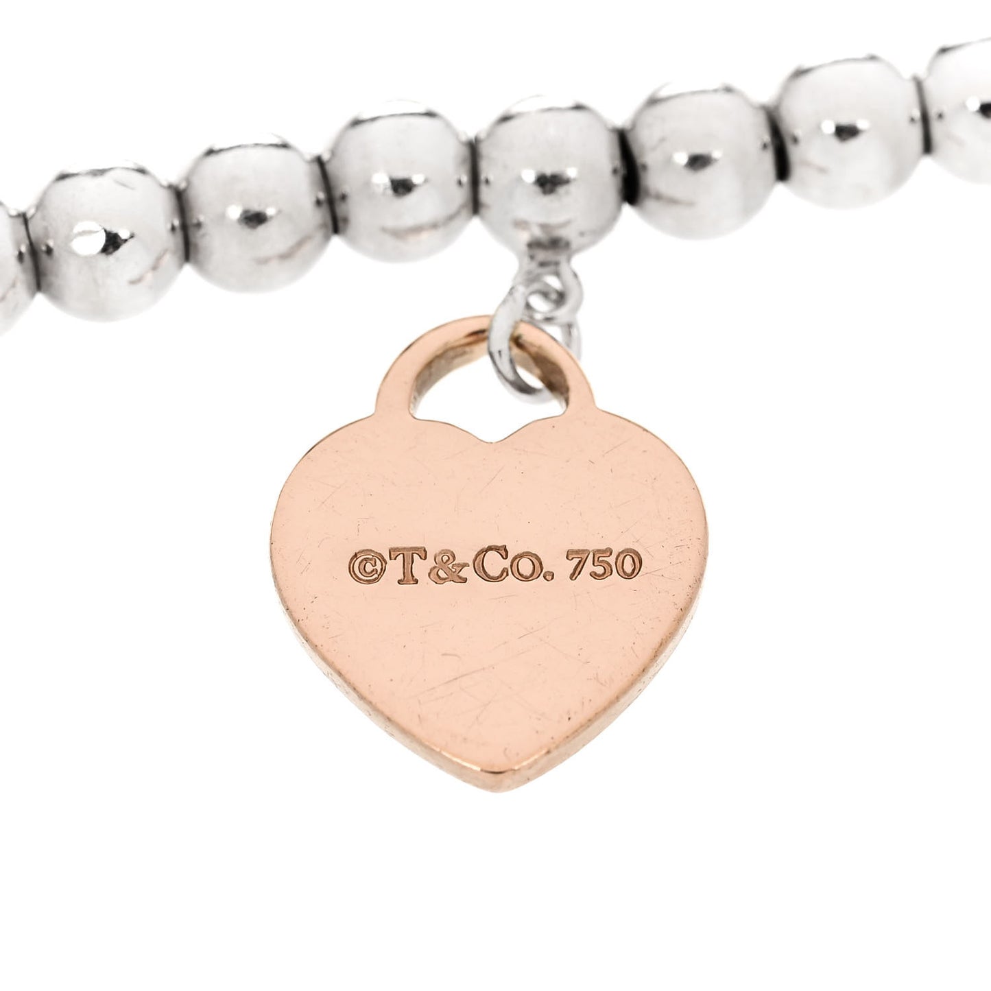 Sterling Silver 18K Rose Gold Return to Tiffany Heart Bead Bracelet