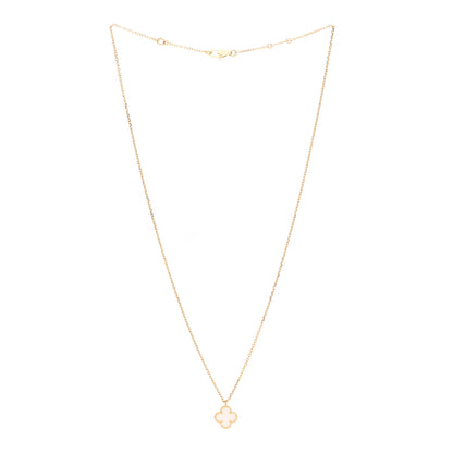 Van Cleef & Arpels 18K Yellow Gold Mother of Pearl Sweet Alhambra Pendant Necklace 3 of 6