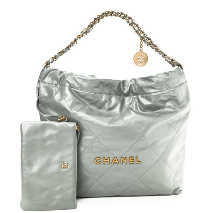 Chanel Shiny Calfskin Quilted Chanel 22 Light Blue 1 of 11