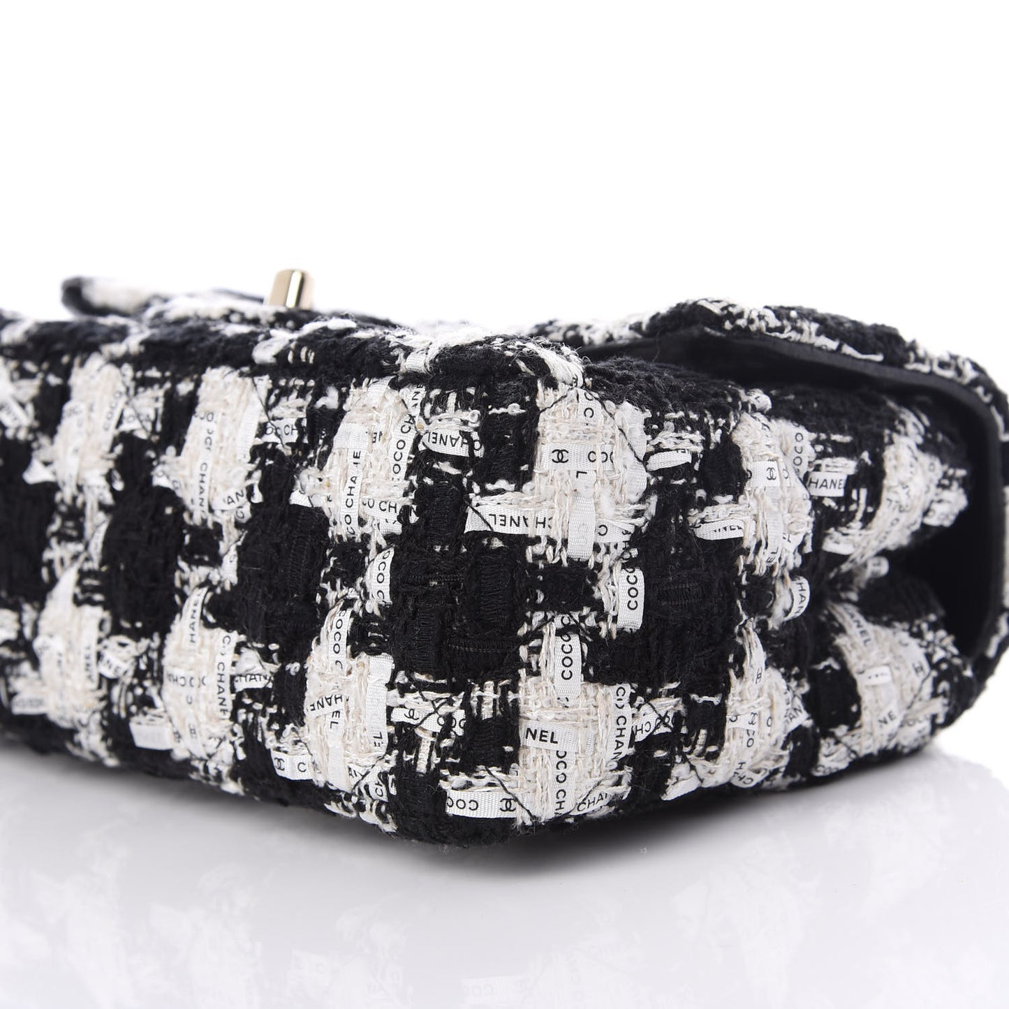 Tweed Quilted Mini Rectangular Flap Black Ecru White